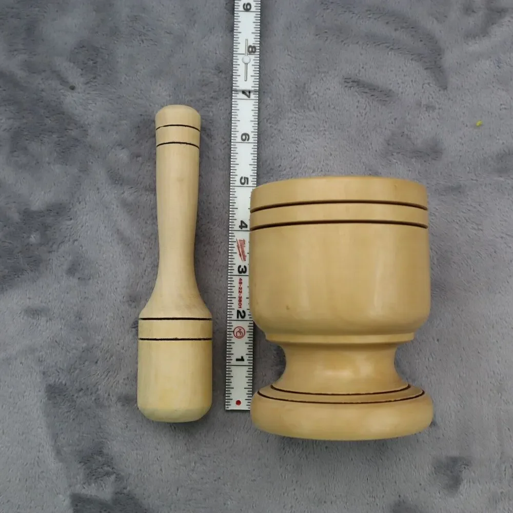 Mortar and Pestle Wooden Medium 5in Tall 3in Bowl Diameter